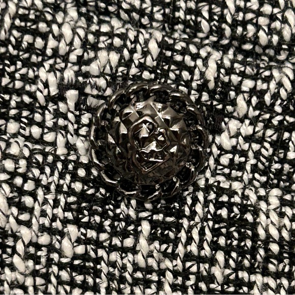 Karl Lagerfeld Black and White Tweed and Fringe Career Blazer Size 10 - Picture 8 of 14